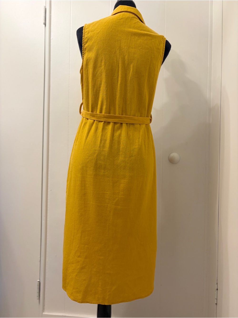 J. Jill Sleeveless Mustard Button-Front Midi Dress with Tie - Picture 5 of 11